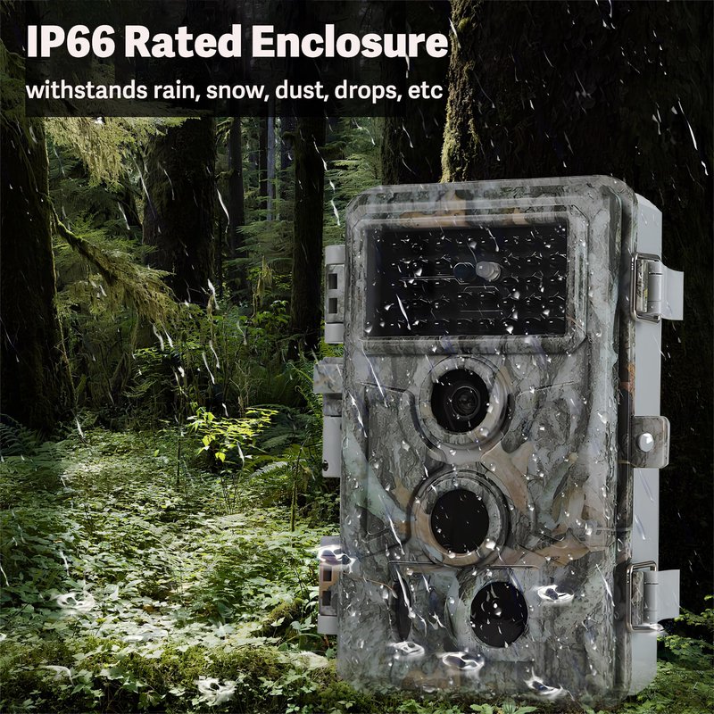 64MP 1296P Trail Camera, 0.1s Trigger 120° Wide Angle Game Camera, Outdoor No-Glow Infrared Trail Cam with Night Vision Motion Activated IP66 Waterproof for Hunting Wildlife Deer Monitoring Security