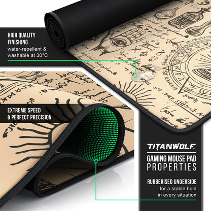 TITANWOLF - XXL Mouse Mat - Mouse Pad 900 x 400 x 3mm –Speed Gaming Mouse Pad - Extra Large - Table Mat Large Size - improved Precision and Speed – Design Alchemy