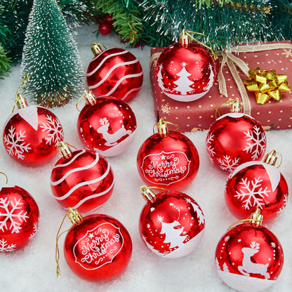Joiedomi 24 Pcs 2.3” Red & White Christmas Ball Ornaments, Shatterproof Plastic Christmas Tree Ornaments, Hanging Decor for Wreath Garland Party Weddings Holidays