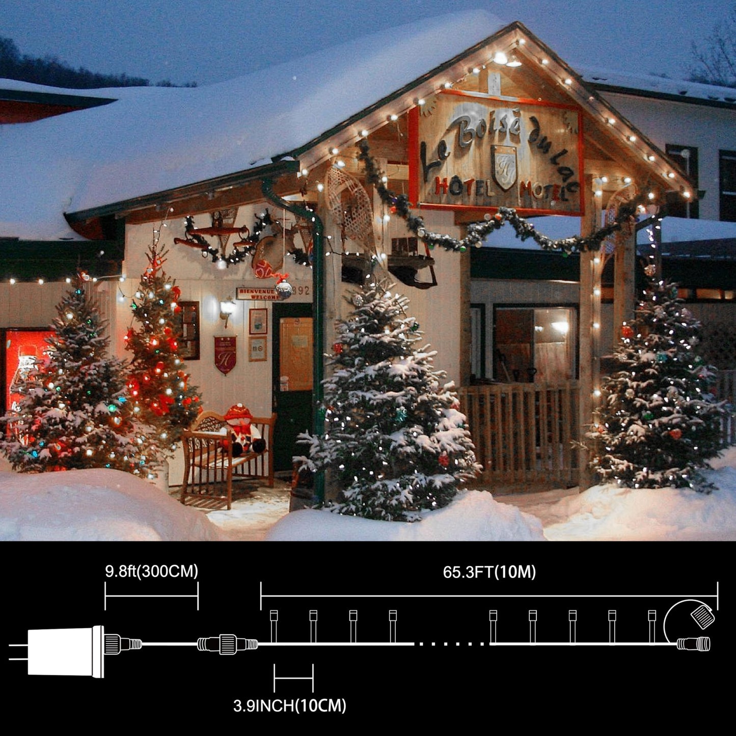 LAMPHOME 33ft Christmas Decorative Mini Lights, 100 LED Transparent Wire Fairy Starry String Lights Plug in, 11 Lighting Modes, for Indoor Outdoor Xmas Tree Wedding Party Decoration (White)