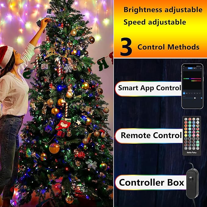 iBaycon Smart Color Changing Christmas Lights, 100FT 300 LED RGB Christmas Tree Lights Remote & App Controlled String Lights for Outdoor Indoor Christmas Decorations