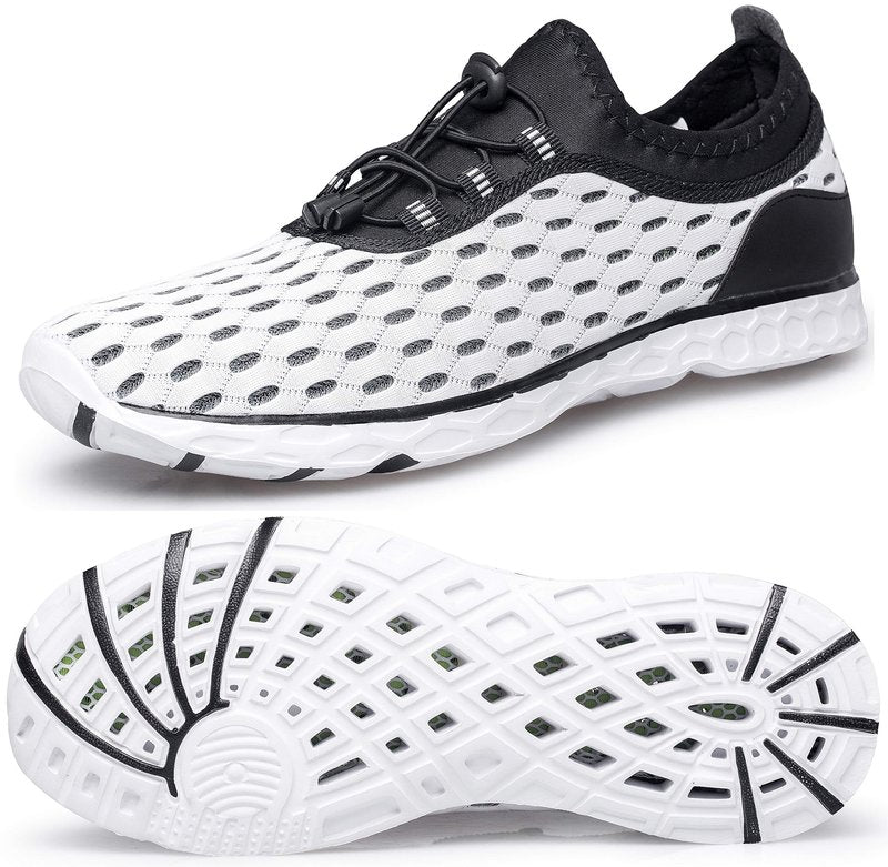 DOUSSPRT Men's Water Shoes Quick Drying Sports Aqua Shoes White Size 11