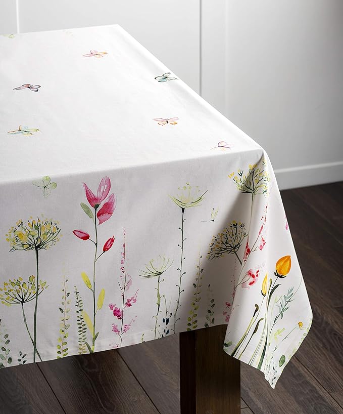 Maison d' Hermine Table Cloth Rectangle Table 100% Cotton 70 x 140 Inches Tablecloth Reusable Decorative for Dining Room, Farmhouse, Home, Party, Festive & Wedding Spring Summer - Botanical Fresh