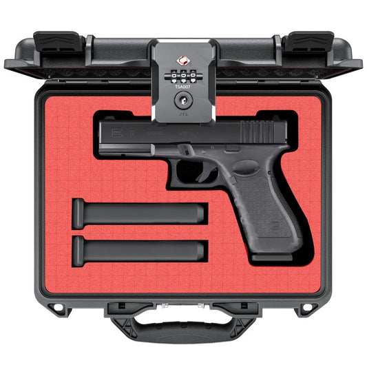 Kinghardcase TSA Gun Case for Handgun, TSA Approved Firearm Travel Case, Waterproof & Shock Proof Lockable handgun case, 10.6”*8.8”*4” Inches 9mm Pistol Case Hard Shell