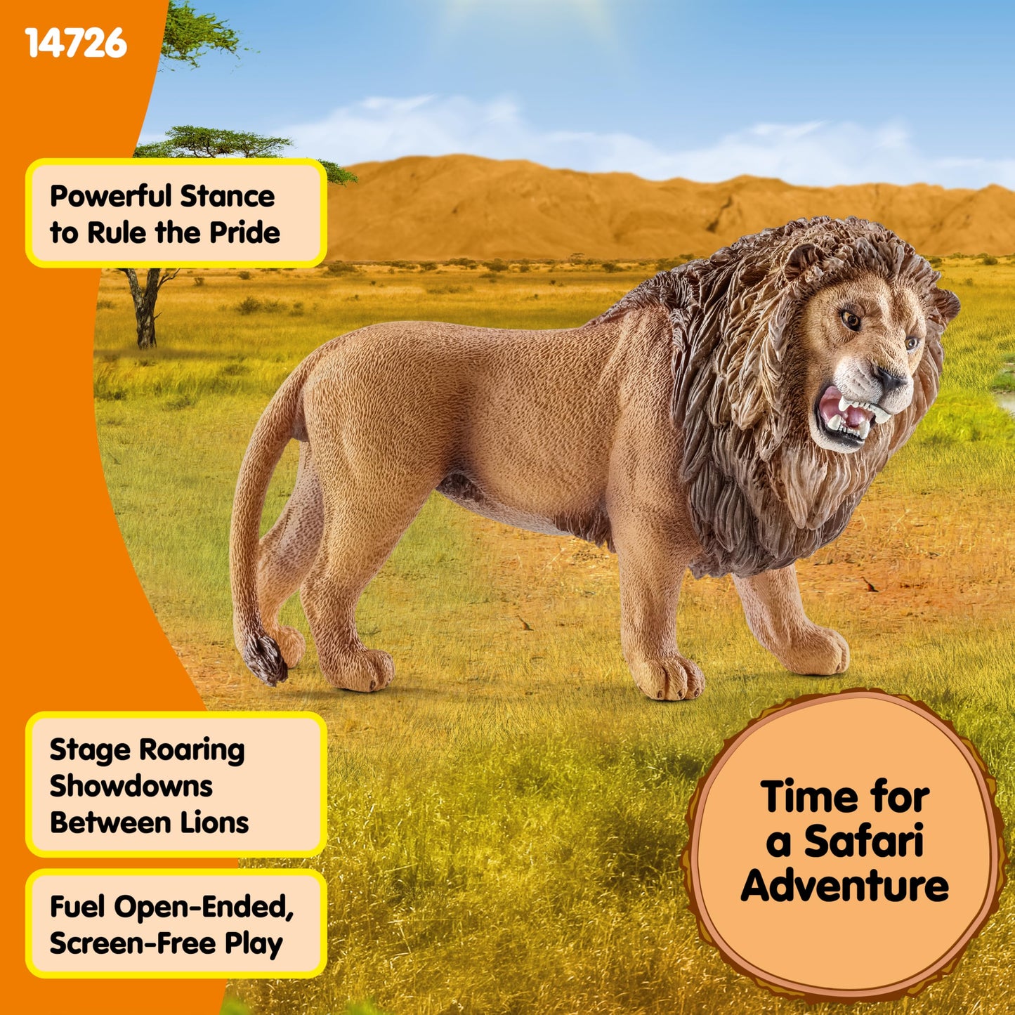 SCHLEICH 14726 Lion, roaring Wild Life Toy Figurine for children aged 3-8 Years