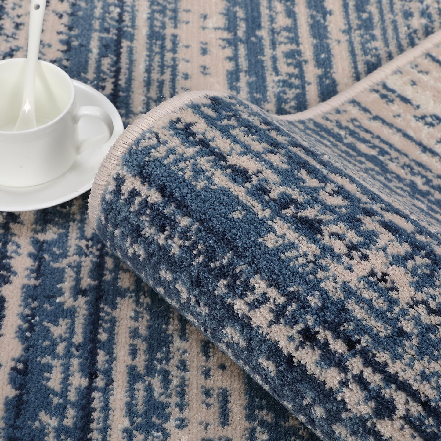 dainslef Abstract Runner Rug 2x6 Hallway Runner Rug Modern Ombre Entryway Runners Low Pile Thick Carpet Contemporary Non-Shedding Long Rugs for Bathroom Bedroom Kitchen Laundry Floor Mat Ombre Blue