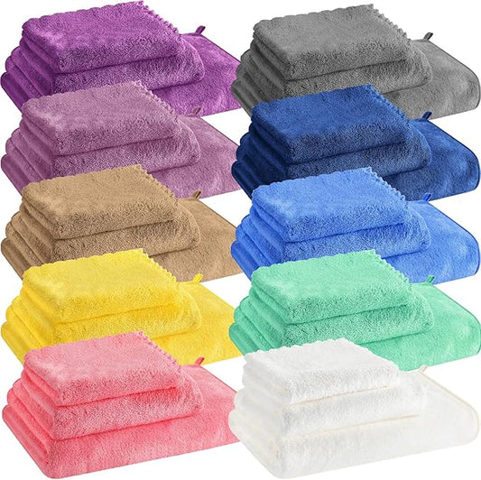 Newwiee 30 Pack Towels and Washcloths Sets Bath Hand Towels Washcloths Set