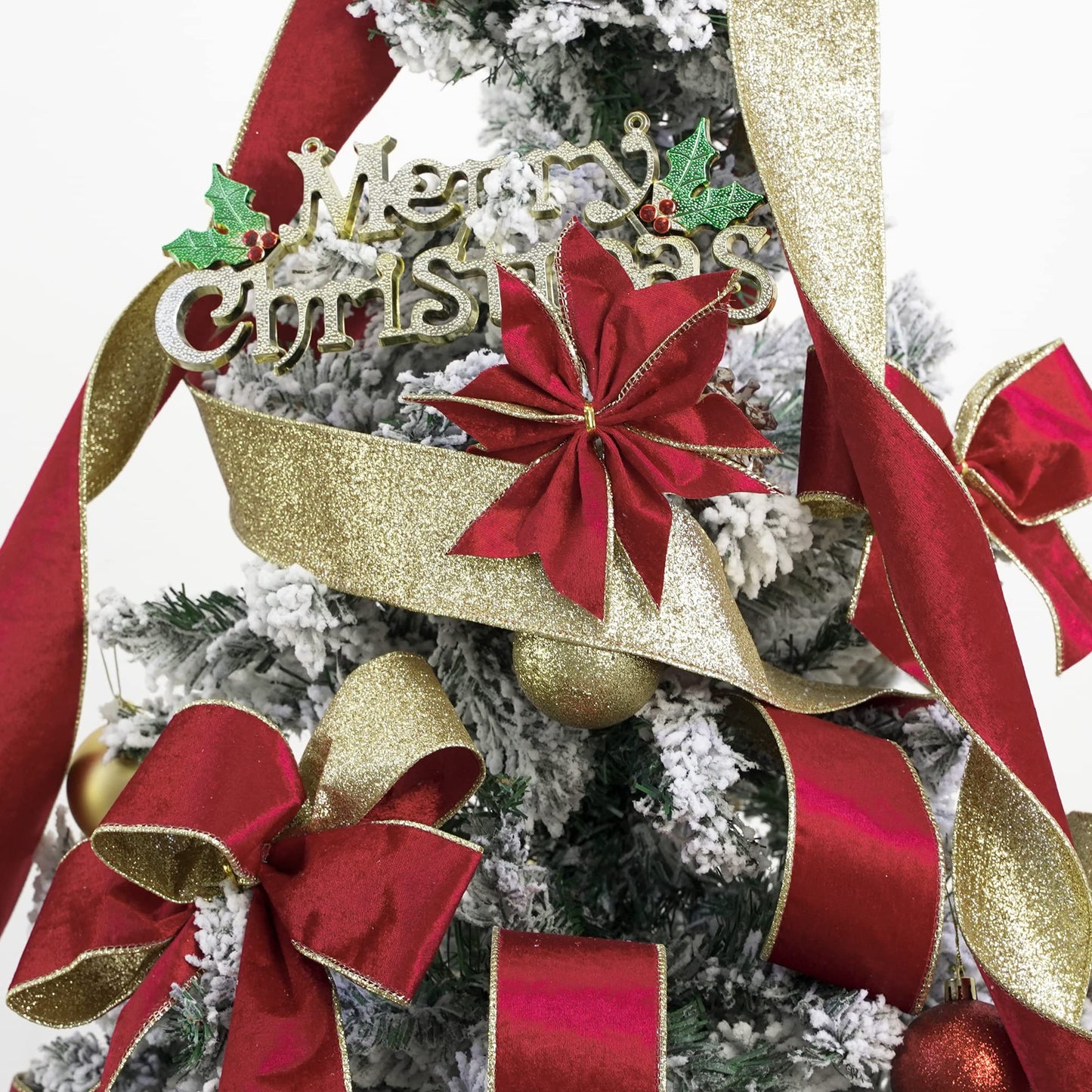 HUIHUANG Red Velvet Wired Ribbon Christmas Velvet Wired Edge Ribbon 2.5 inch Red and Gold Double Sided Ribbons for Christmas Tree Wreaths Gift Wrapping Bows Garlands Home Decor Crafts-10 Yards