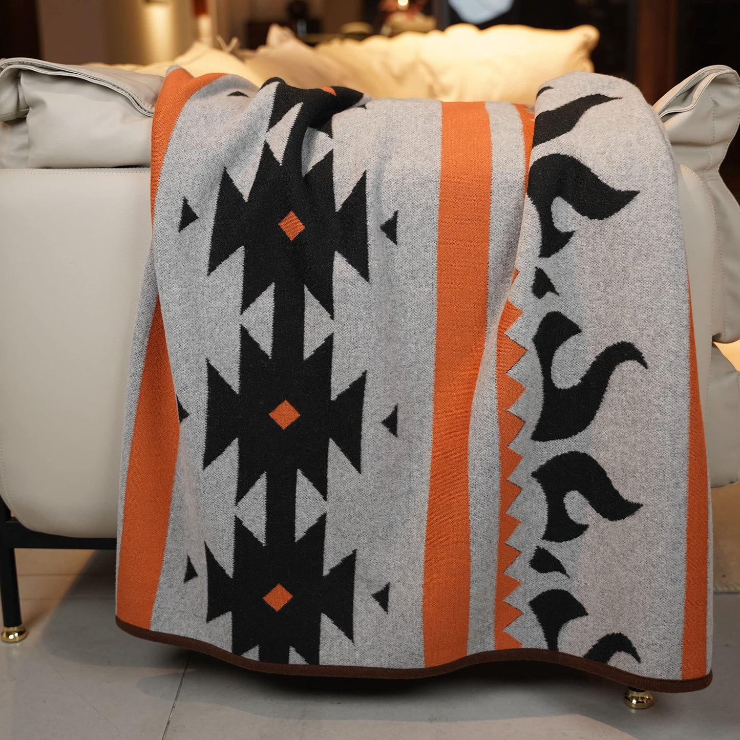 PuTian Merino Wool Blanket - 63X51 Warm, Thick, Washable, Twin Throw for Couch, Bed, Travel, Outdoor, Camping, Pets, All Season, Grey Flame