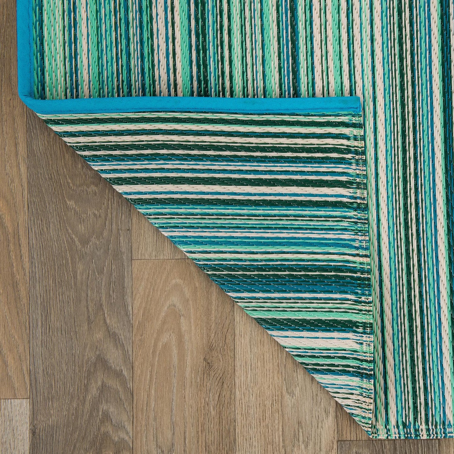 Rugshop Contemporary Stripe Reversible Crease-Free Waterproof Premium Recycled Plastic Outdoor Rugs for Patio,Backyard,RV,Deck,Picnic,Trailer,Beach,Camping Rug 4' X 6' Blue