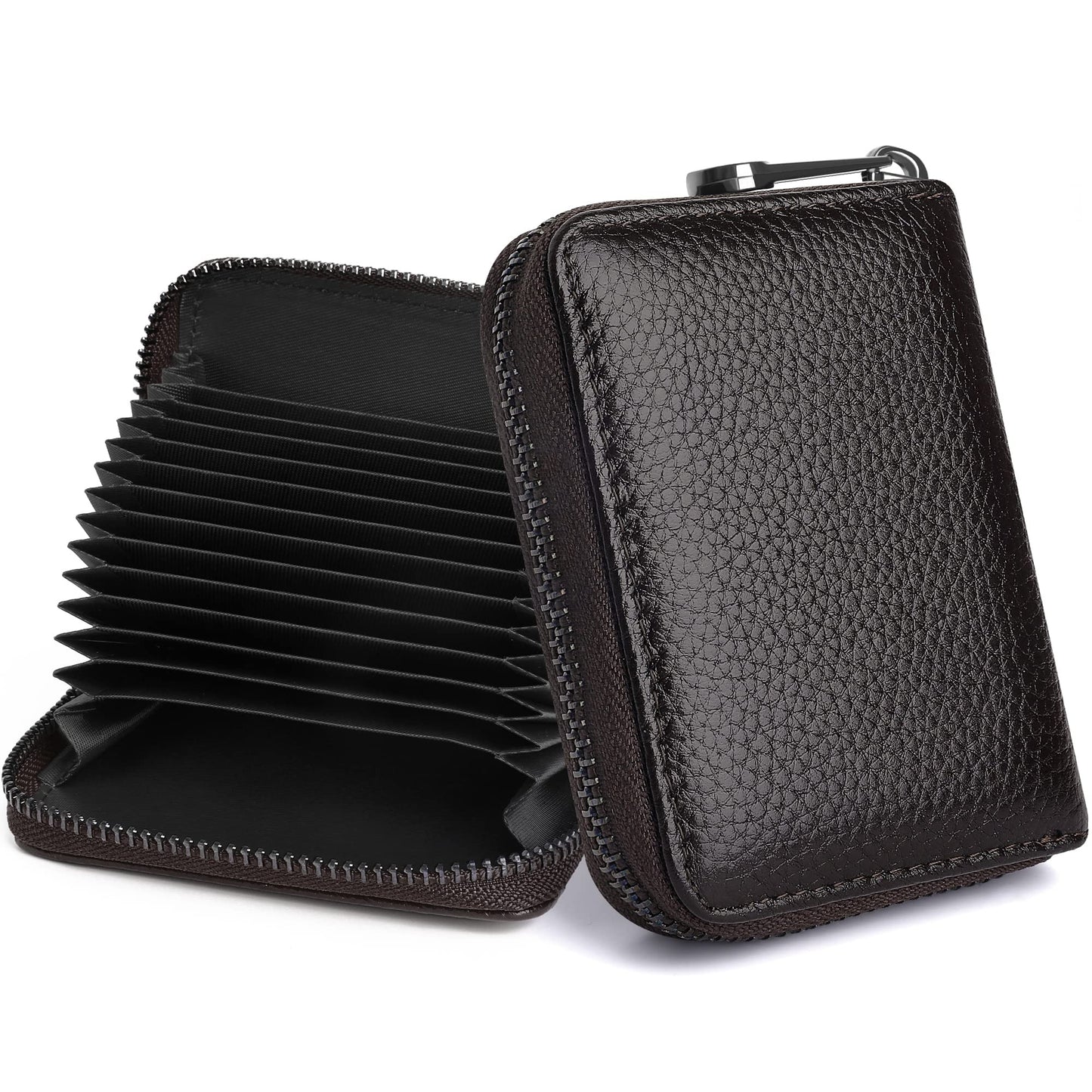 Badiya Genuine Leather Credit Card Holder for Women RFID Blocking Accordion Small Card Case Wallet