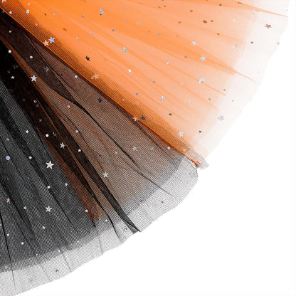 Tutu Skirt Girls 3 Layers Sparkle Tulle Skirt Ballet Princess Dance Dress for Toddler Girls Black and Orange