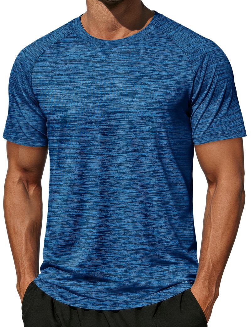 MAGCOMSEN Mens Short Sleeve Shirts Workout Shirt Quick Dry Moisture Wicking Athletic Gym Running Soft T-Shirt Medium Blue L