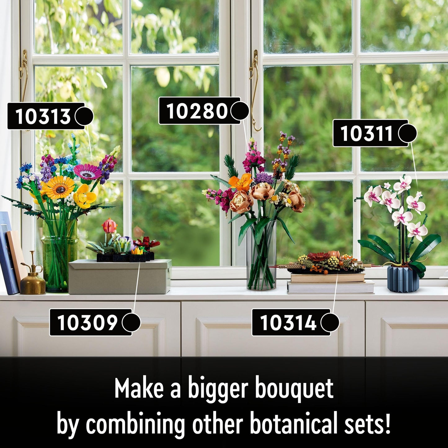 LEGO Botanicals Wildflower Bouquet Set - Artificial Flowers - Gifts for Mother's Day with Poppies and Lavender - Home Office Decor Set for Adults - Botanical Collection - 10313