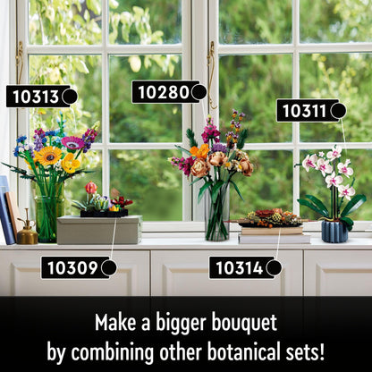 LEGO Botanicals Wildflower Bouquet Set - Artificial Flowers - Gifts for Mother's Day with Poppies and Lavender - Home Office Decor Set for Adults - Botanical Collection - 10313