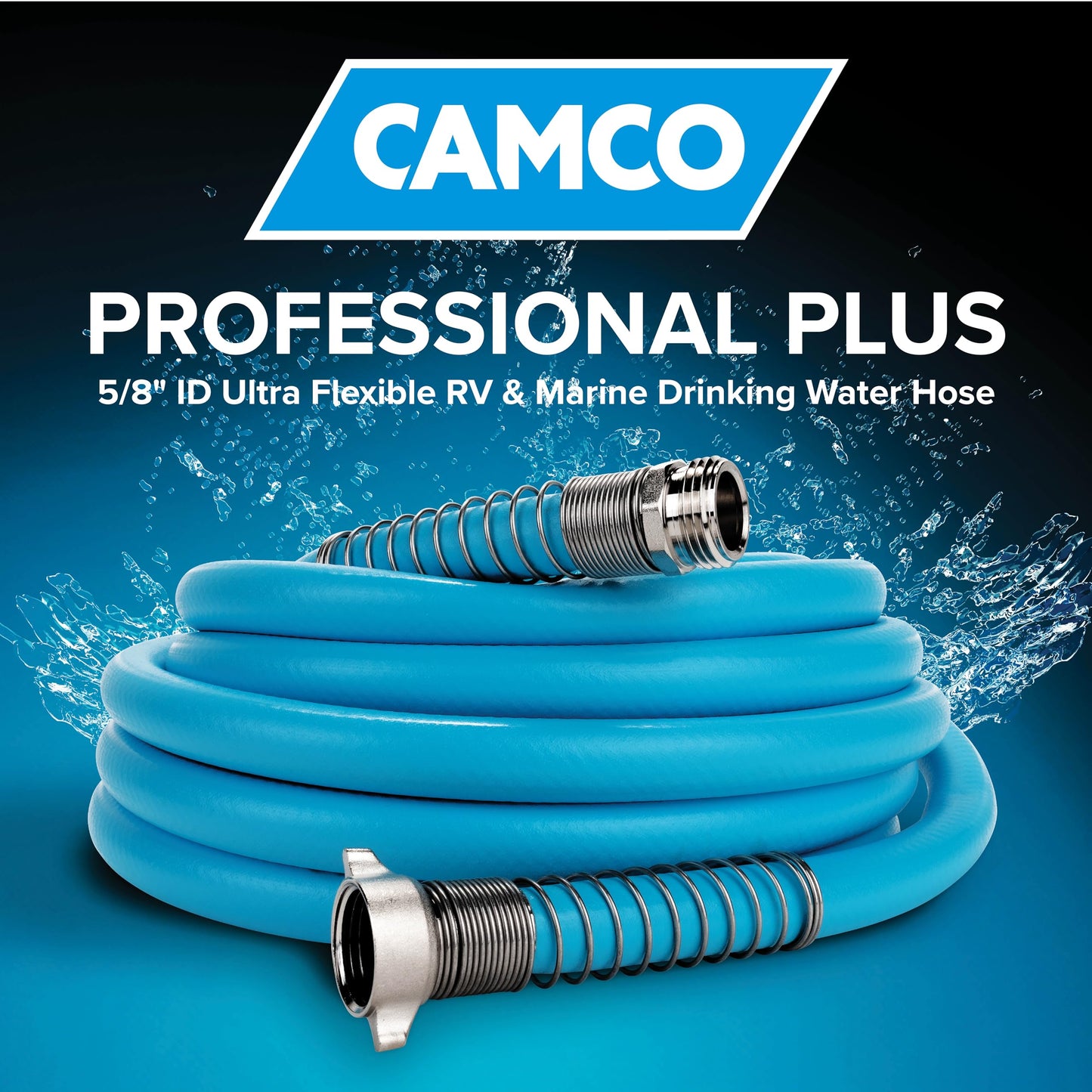 Camco EVOFlex 4-Ft RV Drinking Water Hose - Features Extra Flexible Design w/Stainless Steel Strain Relief Ends - Lead-Free, BPA-Free and Phthalate-Free - 5/8” ID (22590)