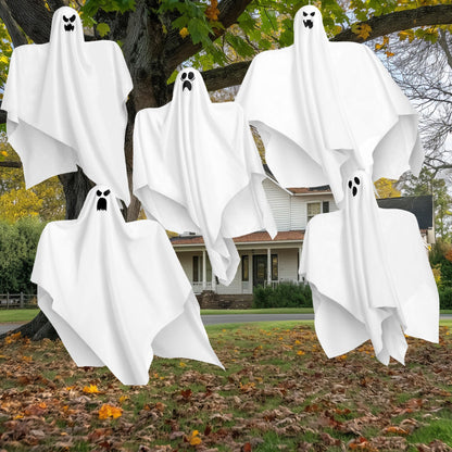 JOYIN 27.5" Halloween Hanging Ghosts Outdoor Decoration(5 Pack), Cute Flying Ghost for Halloween Front Yard Patio Lawn Garden Party Décor and Holiday Hanging Decorations