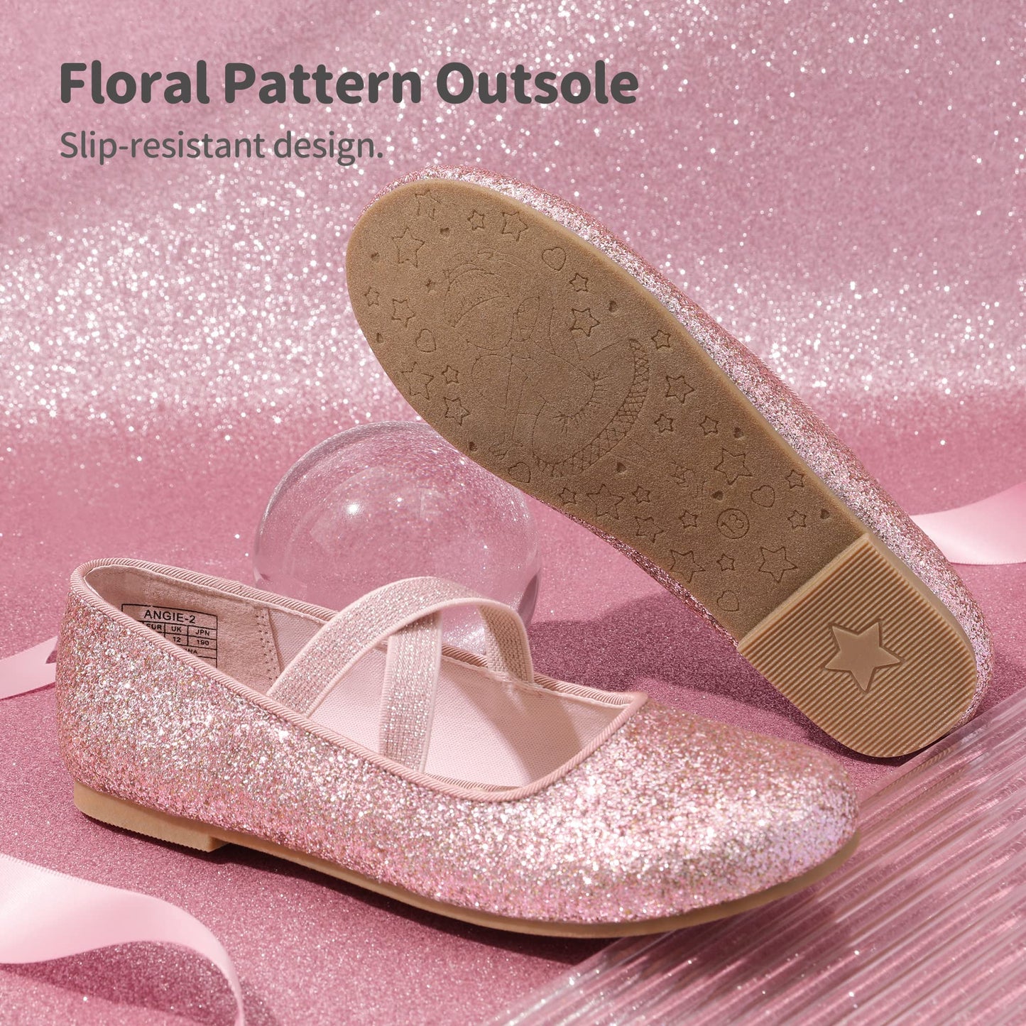DREAM PAIRS Girl's Ballet Flat Kids Mary Jane Flower Dress Shoes for Wedding Party,Size 13 Little Kid,Pink,Angie-2