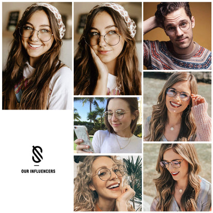 SOJOS Blue Light Blocking Computer Glasses Round Eyewear Anti Blue Light Lens Preppy Chic SJ5024 with Demi Frame/Anti-Blue Light Lens