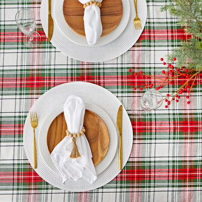 DII Tartan Plaid Collection Holiday Dining Table & Kitchen Décor, Rectangle Christmas Tablecloth, 60x104, Red, Green & White