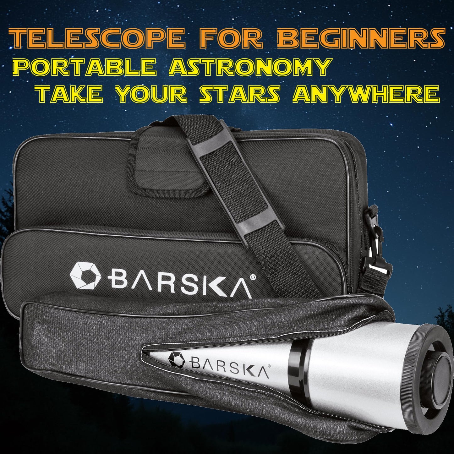 Barska Starwatcher Astronomical Refractor Telescope 300x Magnification for Beginners & Kids with Barlow Lens, 2 Interchangeable Eyepieces, Finder Scope, Table Top Tripod