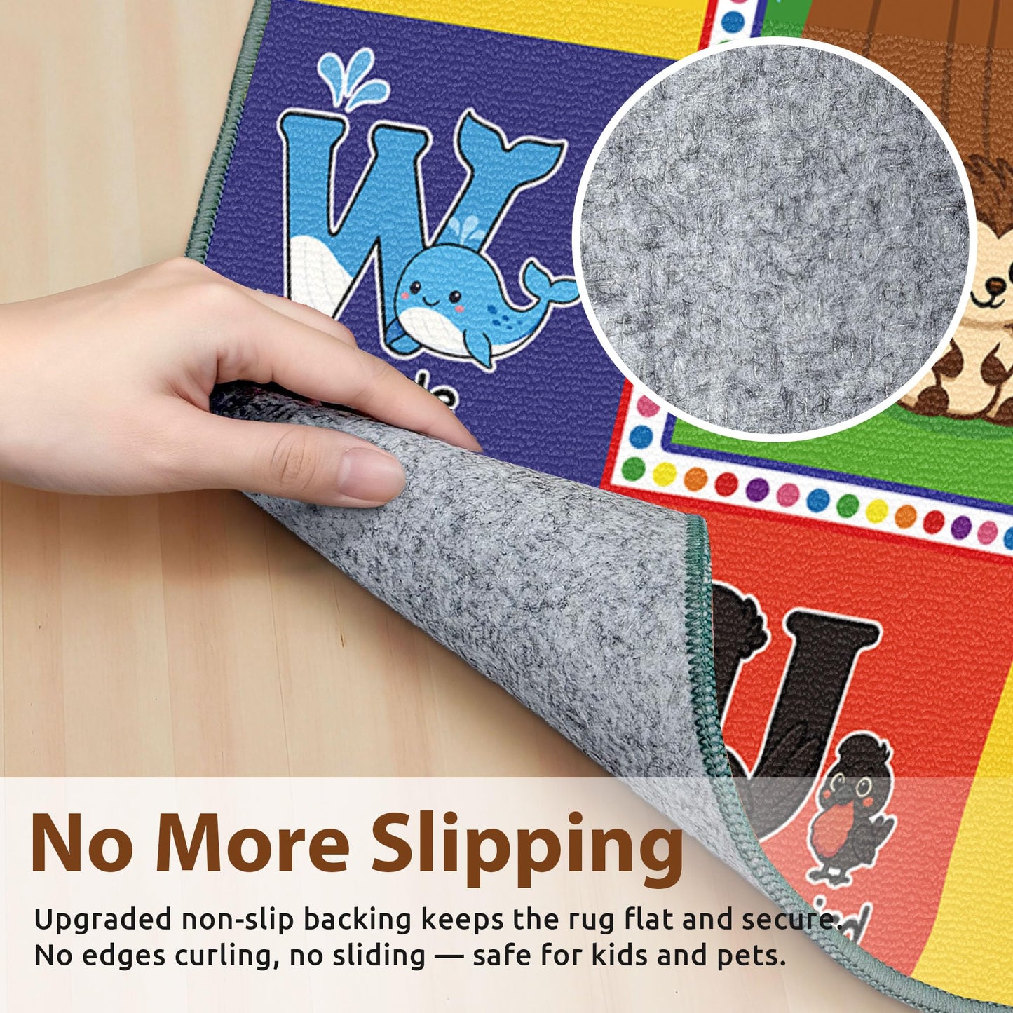 Upgrade Ultra Non Slip ABC Rugs for Kids Playroom, 4x7 Washable Alphabet Floor Play Mat for Toddlers Baby, Educational Learning Baby Carpet with Animals for Nursery, Classroom & Bedroom, 48"x80"