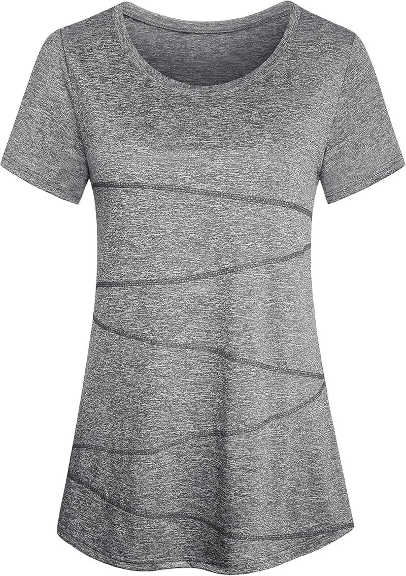 Workout Tops for Women - Short Sleeve Quick-Dry Yoga Shirts | Stylish Line Decor