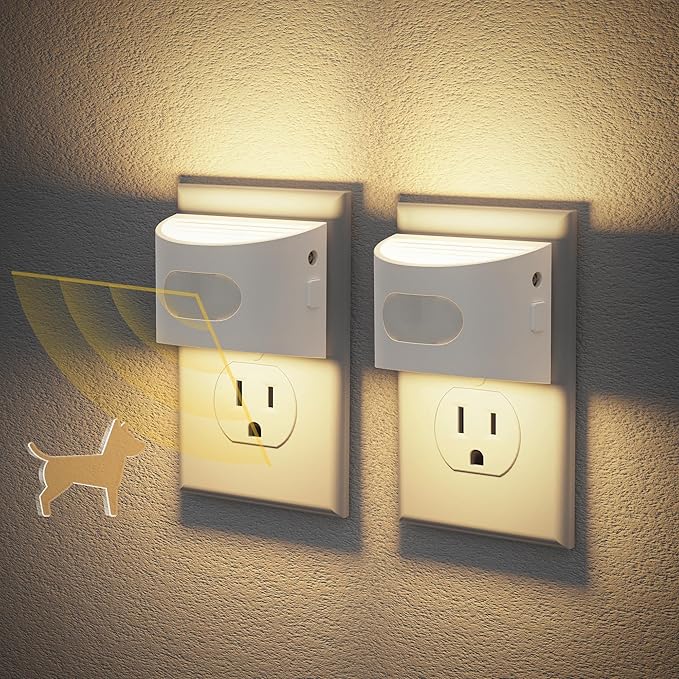JandCase Motion Sensor Night Light, Night Lights Plug into Wall, Dusk to Dawn Sensor Nightlight with Motion Activated, 30/60/100lm Brightness Dimmable, 3000K Warm White, for Kids Bedroom Hallway