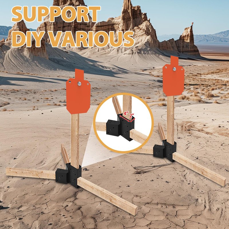 POSTYBAY 2x4 Target Stand Brackets Set, Heavy Duty Y & T Connectors with 12 Hanger Hooks, 0.2”Thick Steel Frame (1.6" x 3.6" I.D) for AR500 Steel Targets, Outdoor Shooting Range & Archery Training