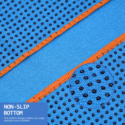 Eunzel Hot Yoga Towel - Microfiber Non Slip Yoga Mat Towel with Grip Dot Sweat Absorbent Towel for Hot Yoga, Pilates and Fitness 72" x 24", Blue/Orange
