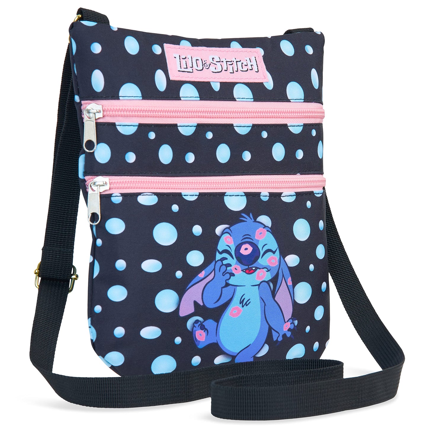 Disney Cross Body Bag for Girls, Lilo and Stitch Shoulder Bag, Stitch Gifts (Black)