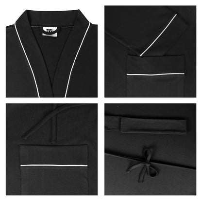 NY Threads Luxurious Men's Knit Robe Cotton Blend Dressing Gown, X-Large, Black