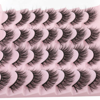 False Eyelashes 14mm Faux 3D Mink Lashes Natural Look Cat Eye Wispy Lashes Pack by Kiromiro, 14 Pairs