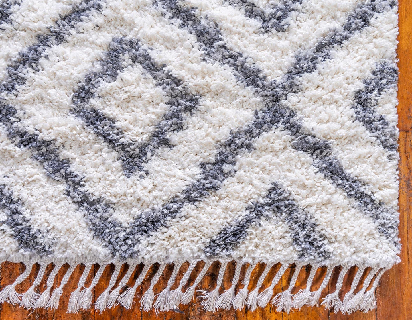 Rugs.com Athena Shag Collection Rug – 8' Square Ivory Shag Rug Perfect for Living Rooms, Kitchens, Entryways