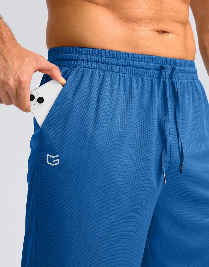G Gradual Men's Athletic Shorts with Pockets 9" / 11" Long Basketball Shorts Lightweight Quick Dry Gym Workout Shorts for Men(Blue,XL)