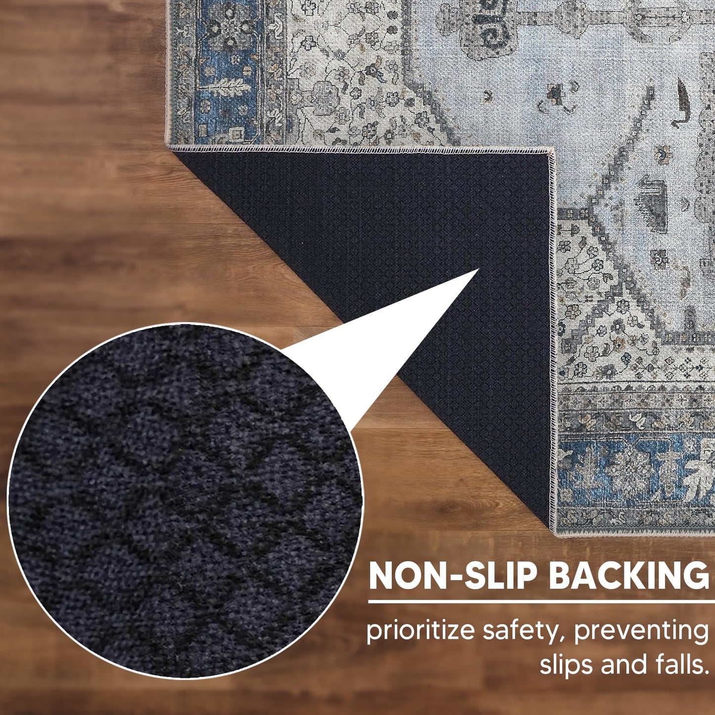 Keen Home Design 10x14 Rug - Machine Washable Area Rug with Non-Slip Backing, Ideal for Living Room, Dining Room, Bedroom - Vintage, Easy Clean, Durable, Low Pile Rug - (9'7" x 14')