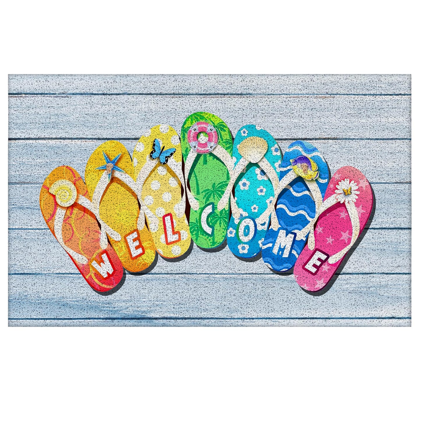Supwhd Summer Door Mat Outdoor Indoor Entrance, Slippers Summer Welcome Mat for Front Door 17x30