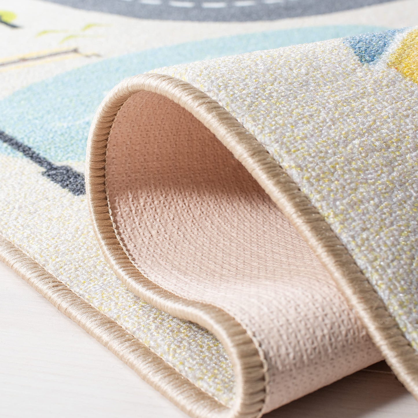 SAFAVIEH Washable Rug Kids Playhouse Collection - 2'2" x 6' Runner, Beige & Green, Slip Resistant & Easy to Clean, Ideal for Kids Room, Playroom, Nursery, Boys & Girls Room (KPH227A)