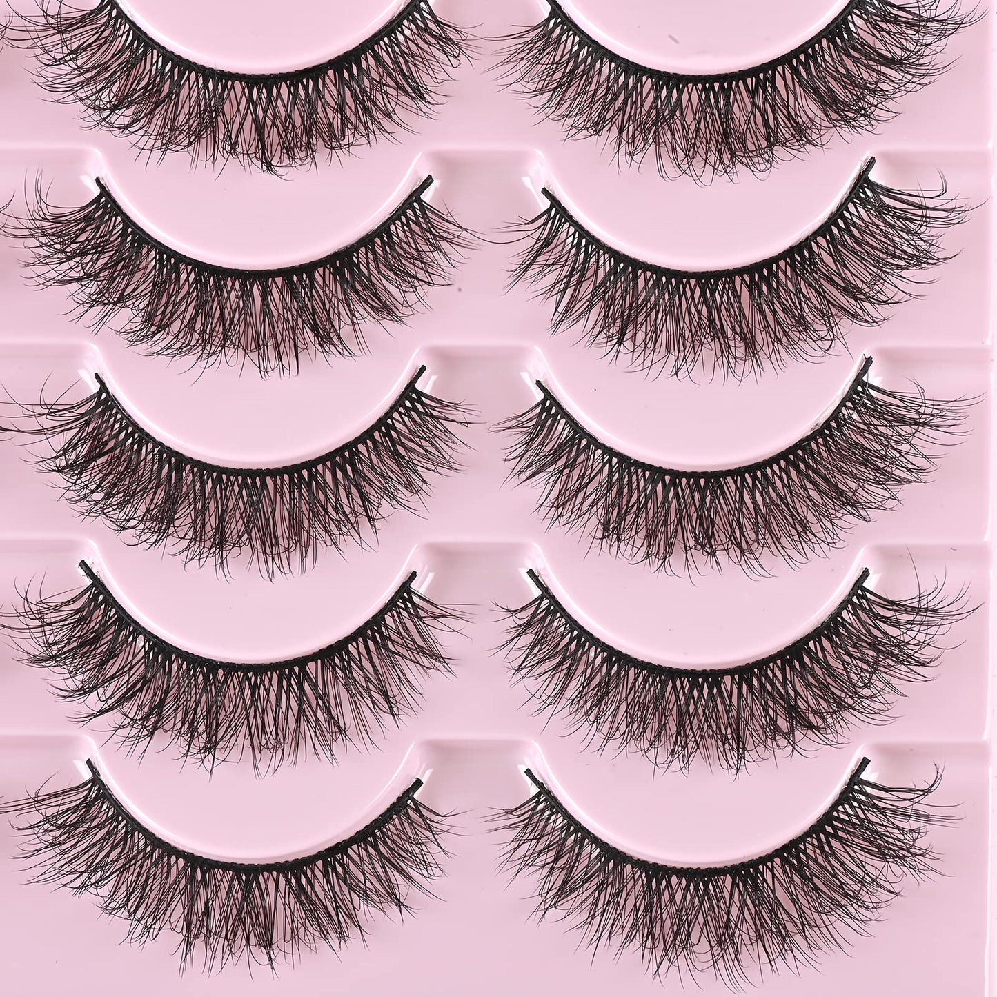 FARRED Natural Lashes Short Eyelashes Wispy False Mink Lash Pack 14 Pair Natural Look Fluffy Cat Eye Strip Eyelash Small Fake Lashes Full Pestañas Sets for MUA and Beginners Daily Makeup (F1 | 8-14mm)