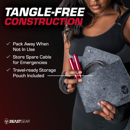 Beast Gear Jump Rope for Men and Women - Built for Speed, Premium Aluminium Jumping Rope for Advance Fitness - Boxing, MMA, HIIT, Strength Training & Double Unders