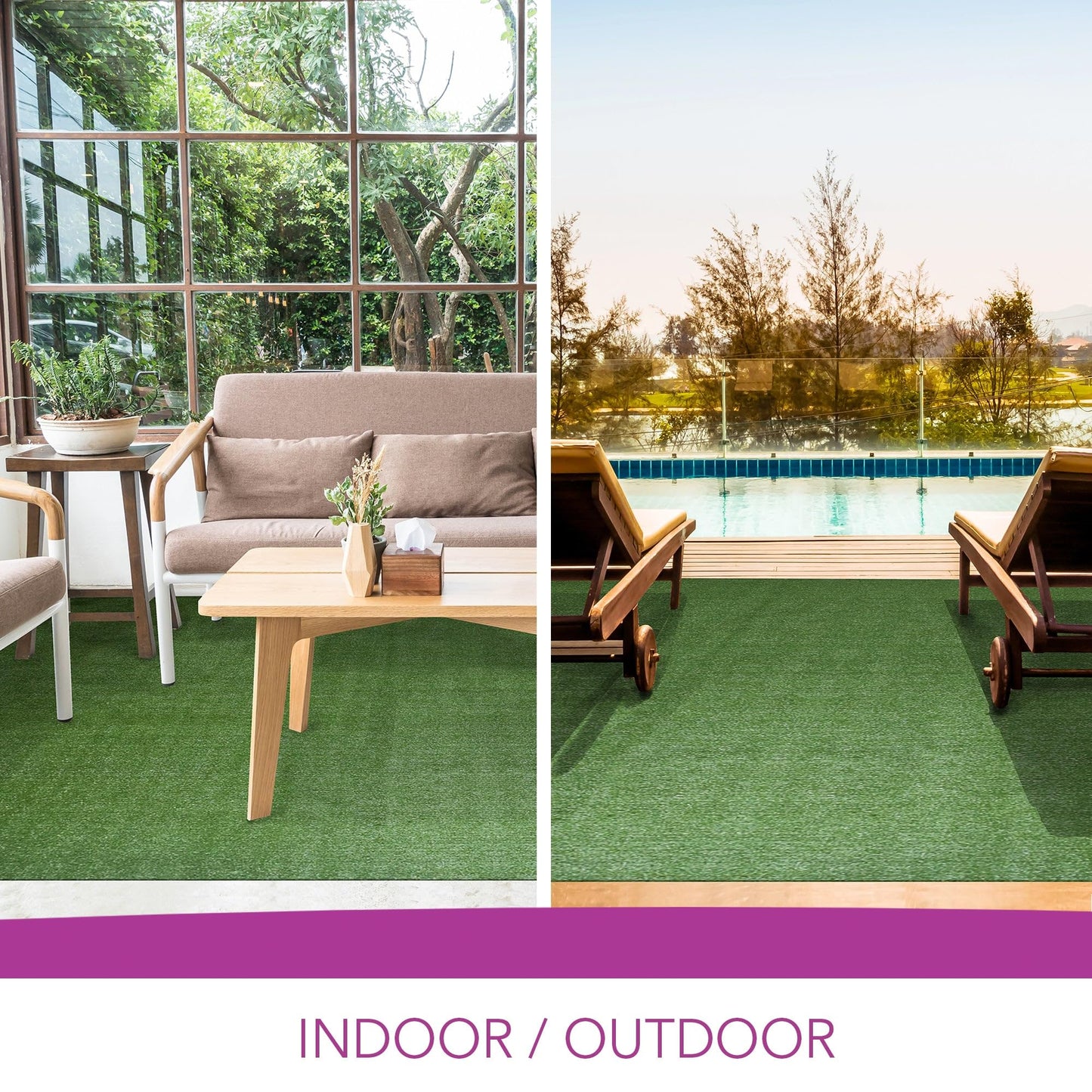 iCustomRug Synthetic Grass Rug – 4 x 12ft Lawn Green Turf Carpet for Patios, Yards, Boats, Camping – Indoor/Outdoor Use