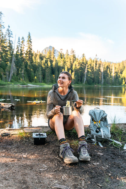 Coghlan's Portable Folding Camp Stove – Compact, Lightweight Steel Cooking Stove for Camping, Backpacking, Hiking, or Emergency Use – Uses Canned Heat or Fuel Tablets, Black