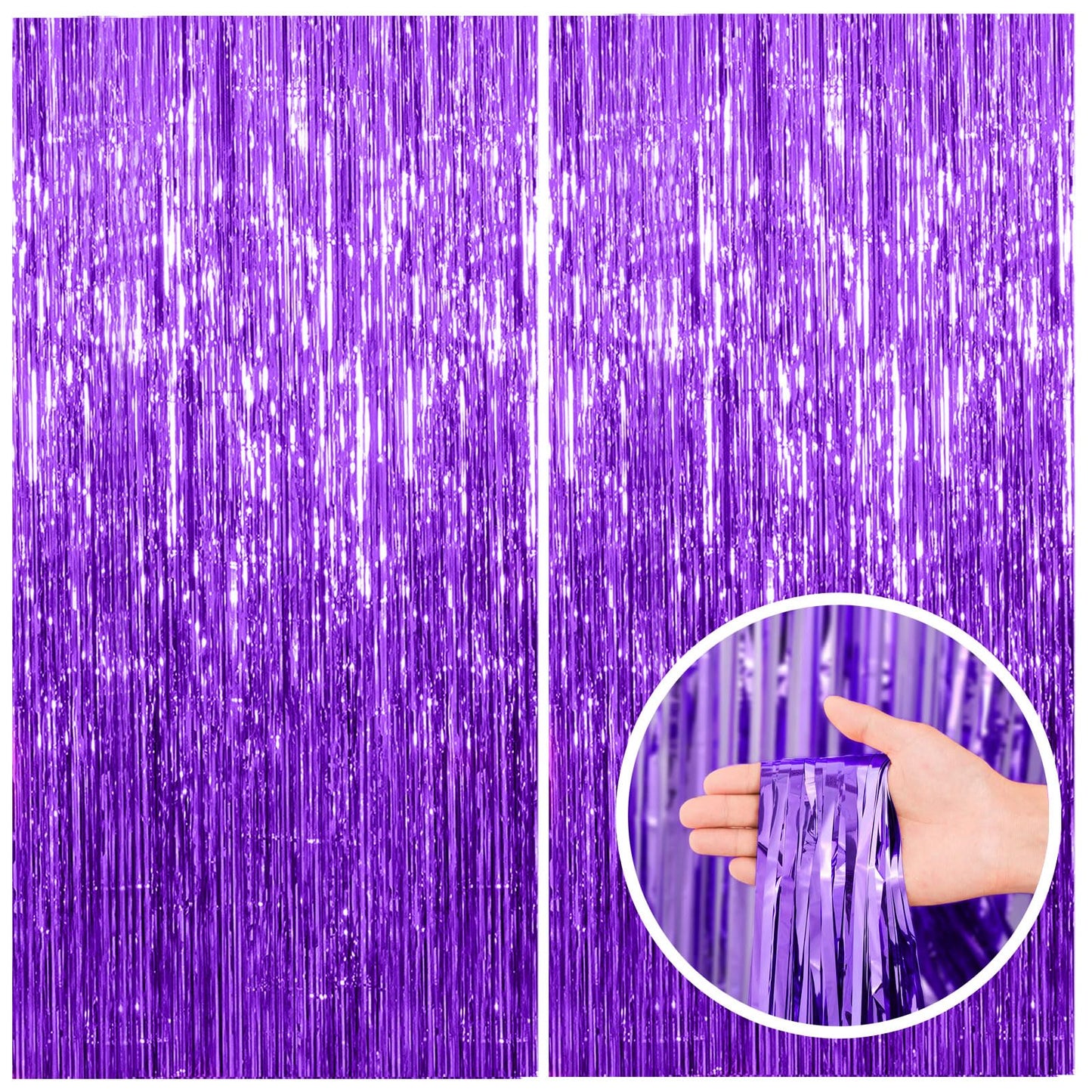 2 Pack Purple Backdrop Tinsel Streamers Foil Fringe Backdrop Halloween Party Decorations Purple Backdrop Curtain Birthday Graduation Bachelorette Christmas New Year Party Decorations