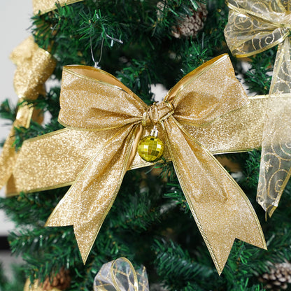 MEEDEE Gold and White Ribbon for Christmas Trees - 2.5 Inch, 6 Rolls, 36 Yards - Gold Wire Mesh Ribbon for Wreaths and Tree Decoration