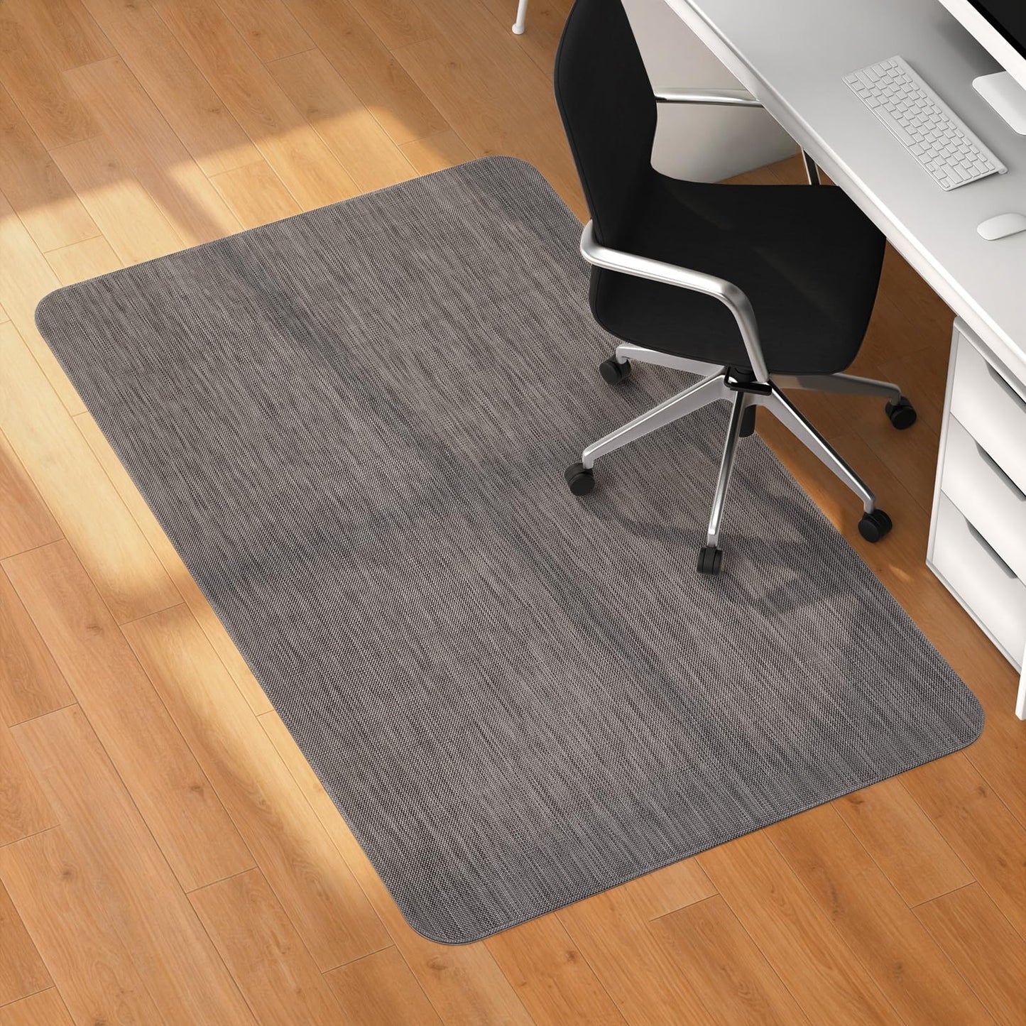 Blvornl Office Chair Mat for Hardwood Floor, 45"x 53" Desk Chair Mat for Hard Wood and Tile Floor, Large Anti-Slip Hard Floor Protector Rolling Chair Mat, PVC Mat Desk Rug for Office Home, Dark Grey