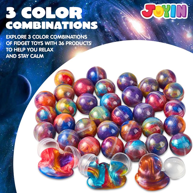 JOYIN Slime Party Favors, 36 Pack Galaxy Slime Ball- Stretchy, Non-Sticky, Mess-Free, Stress Relief, and Safe - Toys for Girls and Boys - Easter, Classroom Reward, Party Supplies, Valentines