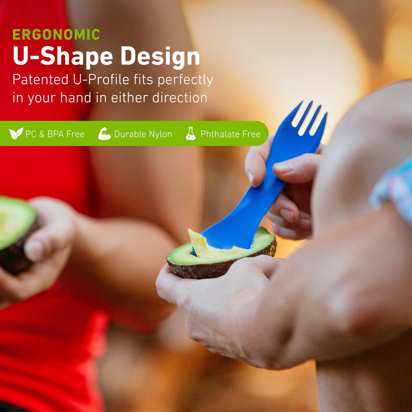 humangear GoBites Uno | Travel & Camping Utensils | Portable & Convertible Dining Ware | Multi-Functional Spork, Medium Green