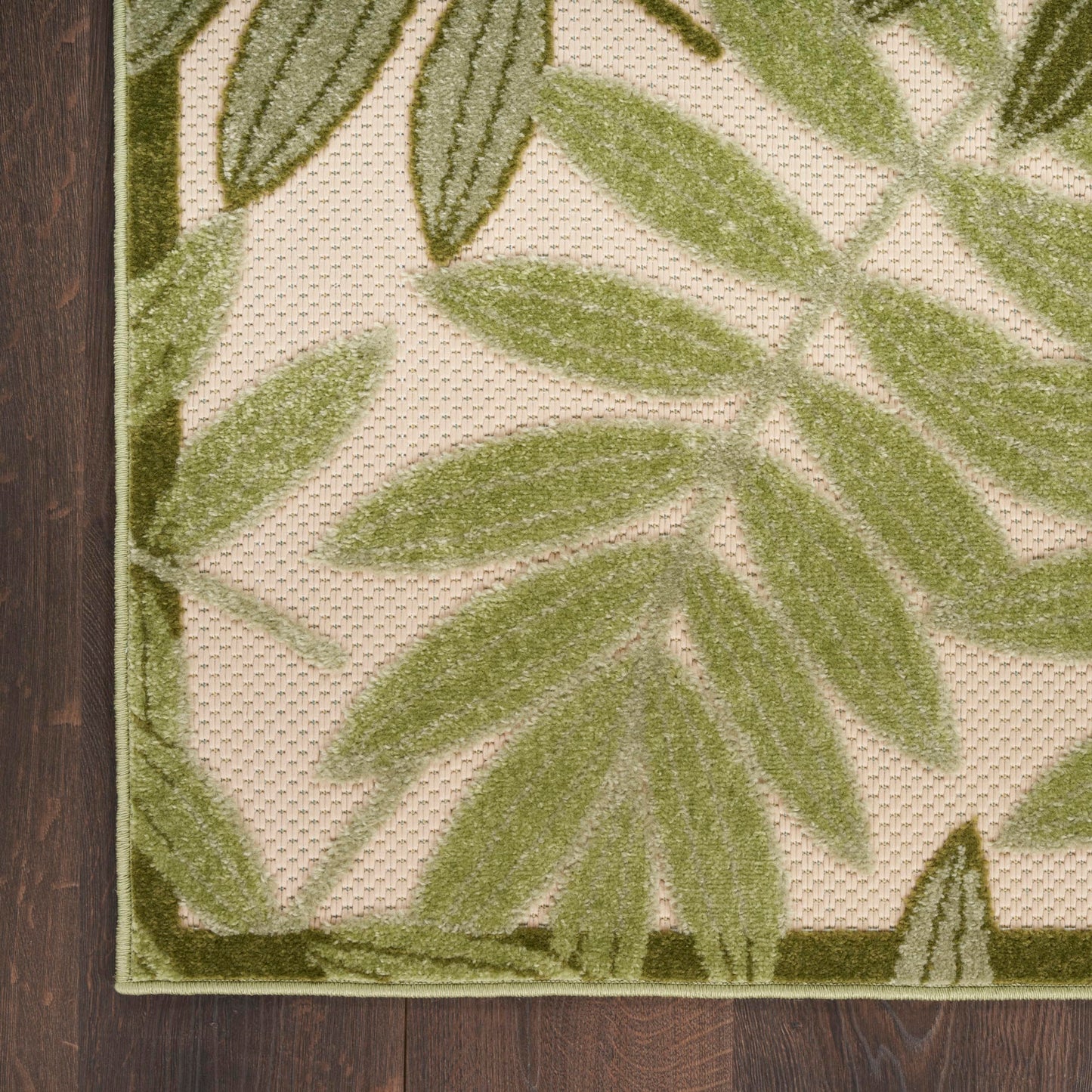 Nourison Home Aloha Ivory Green 2' x 6' Area Rug - Easy Clean, Non Shedding, Bed Room, Living Room, Dining Room, Kitchen (6' Runner)