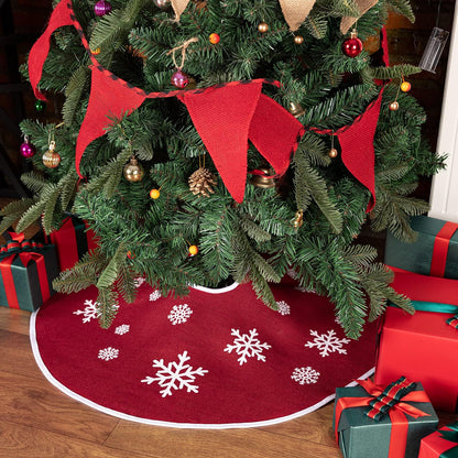 N&T NIETING Christmas Tree Skirt, 30 Inches Red Skirt for Merry Christmas Party Christmas Tree Indoor Outdoor Decoration Xmas New Year Holiday Party Home Ornaments