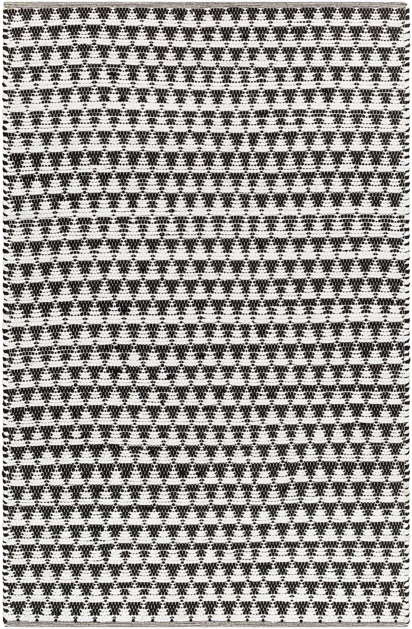 Hauteloom Liora Recycled Material Area Rug - Geometric Triangle Striped Diamond - Contemporary Modern Minimalist Scandinavian Farmhouse - Rose Cream, Dark Purple, Dark Gray, Black, White - 27" x 45"